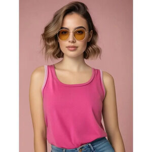 Vintage Name Dropper's‎ Women's Medium Summer Casual Sleeveless Pink Tank Top